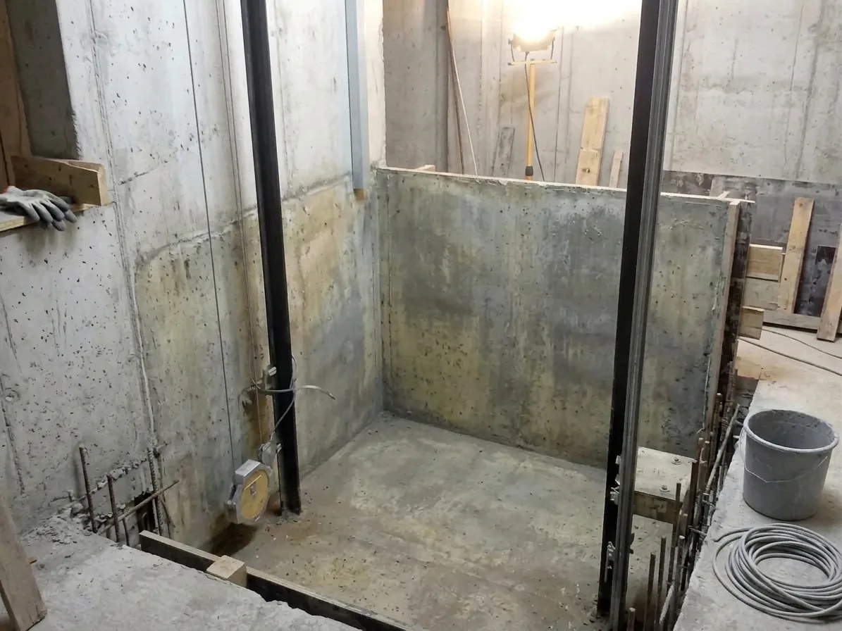 Cuvelage de fosse d'ascenseur à Montpellier — avant (chantier 4) Cuvelage de fosse d'ascenseur à Montpellier — avant (chantier 4)